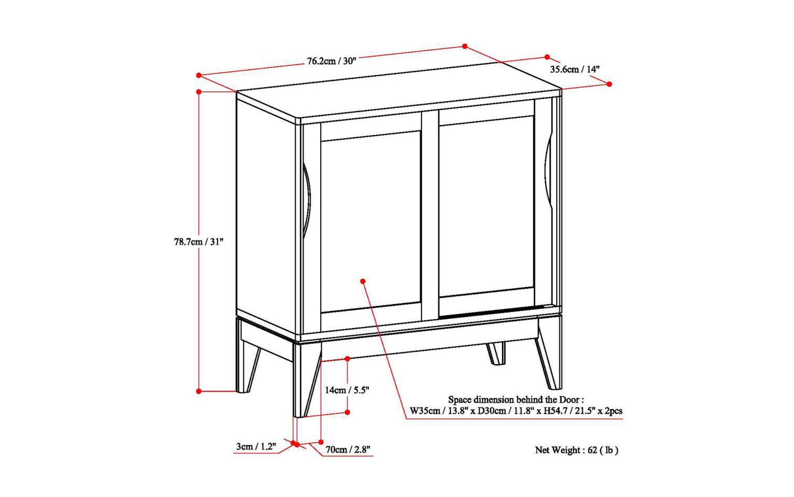 Walnut Brown | Harper 30 inch Low Storage Cabinet