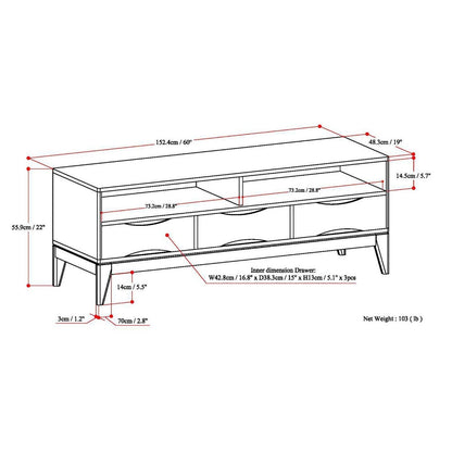 Walnut Brown | Harper 60 inch TV Media Stand