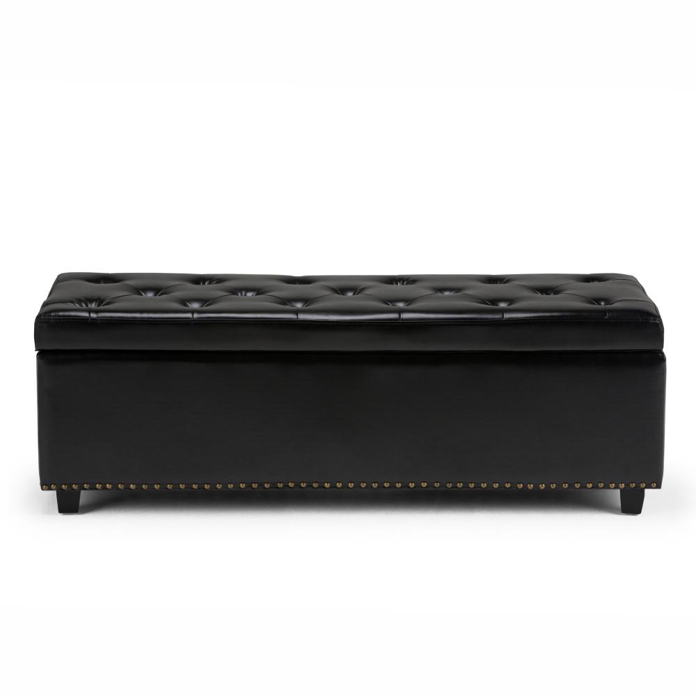 Midnight Black Vegan Leather | Hamilton Vegan Leather Storage Ottoman