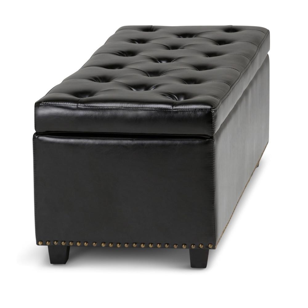 Midnight Black Vegan Leather | Hamilton Vegan Leather Storage Ottoman