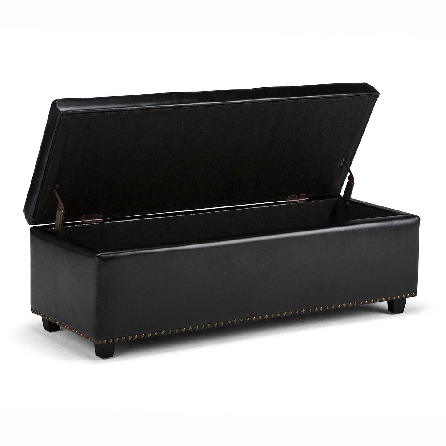 Midnight Black Vegan Leather | Hamilton Vegan Leather Storage Ottoman