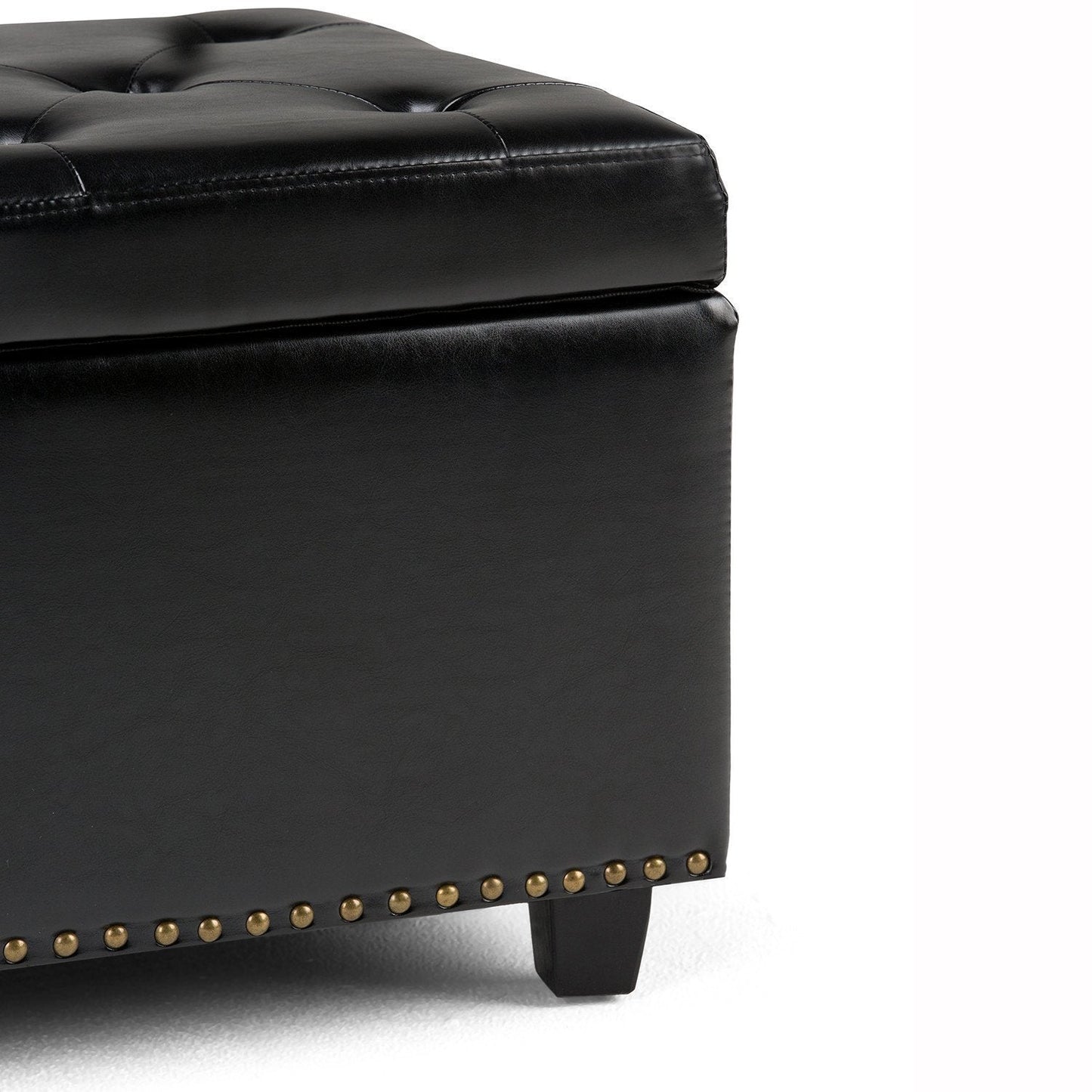 Midnight Black Vegan Leather | Hamilton Vegan Leather Storage Ottoman