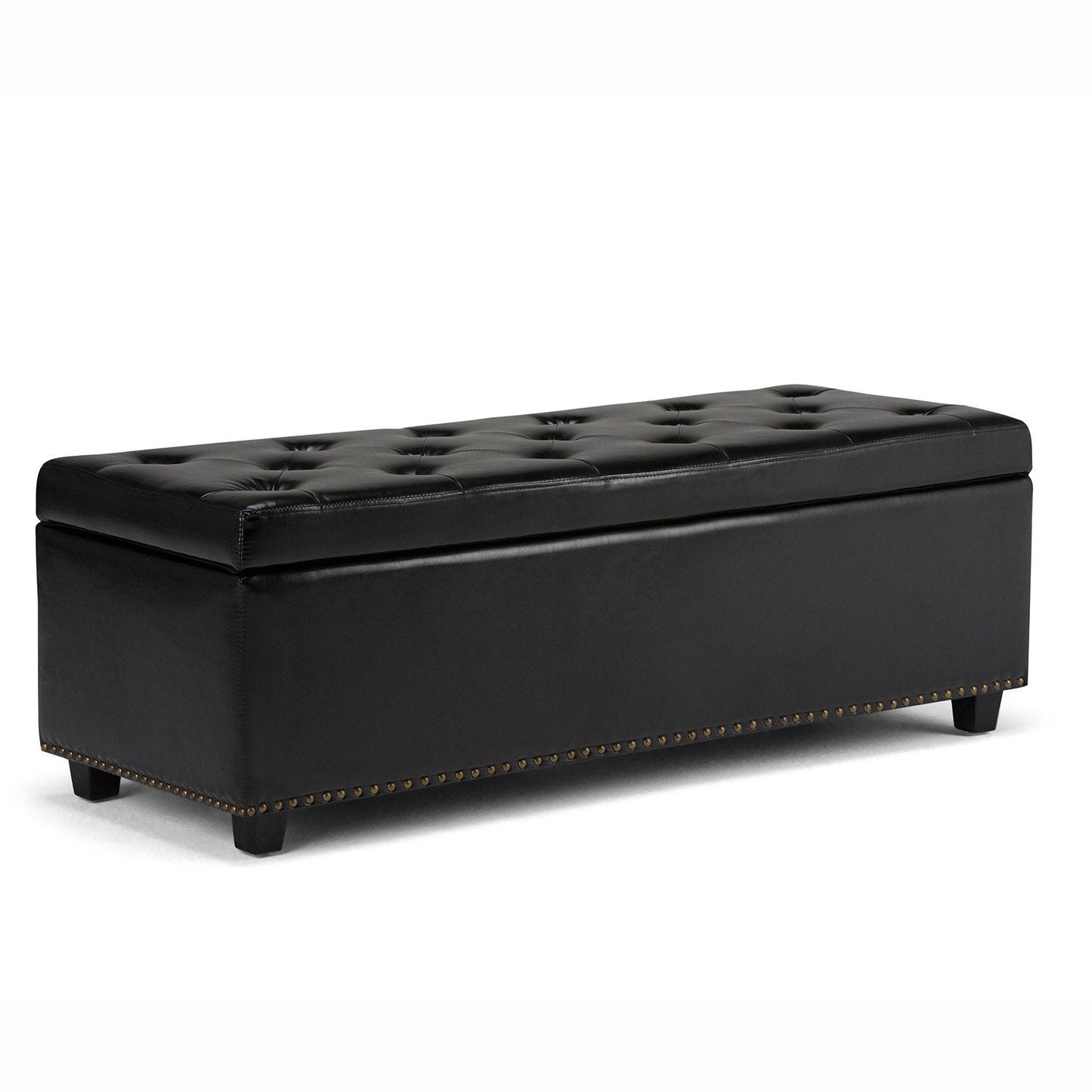 Midnight Black Vegan Leather | Hamilton Vegan Leather Storage Ottoman