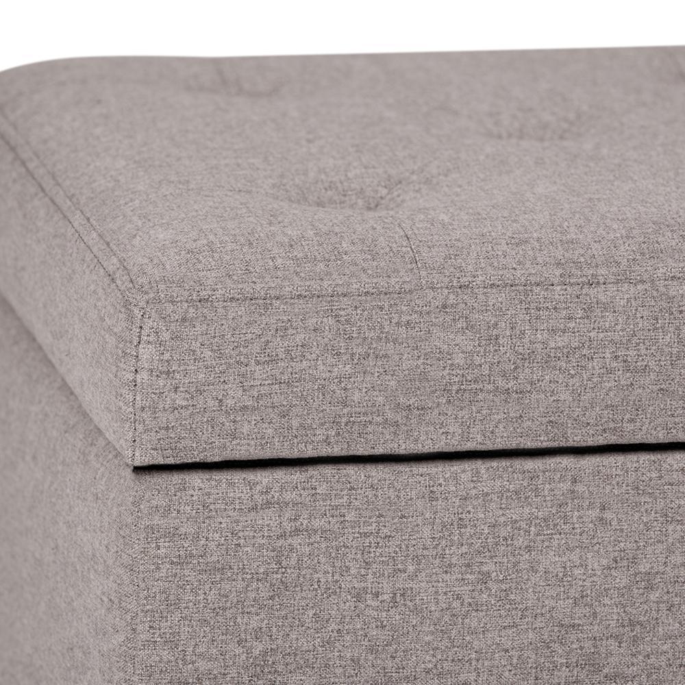 Cloud Grey Linen Style Fabric | Hamilton Vegan Leather Storage Ottoman