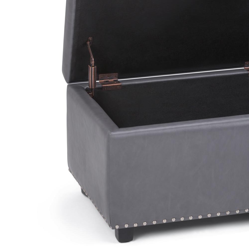 Stone Grey Vegan Leather | Hamilton Vegan Leather Storage Ottoman