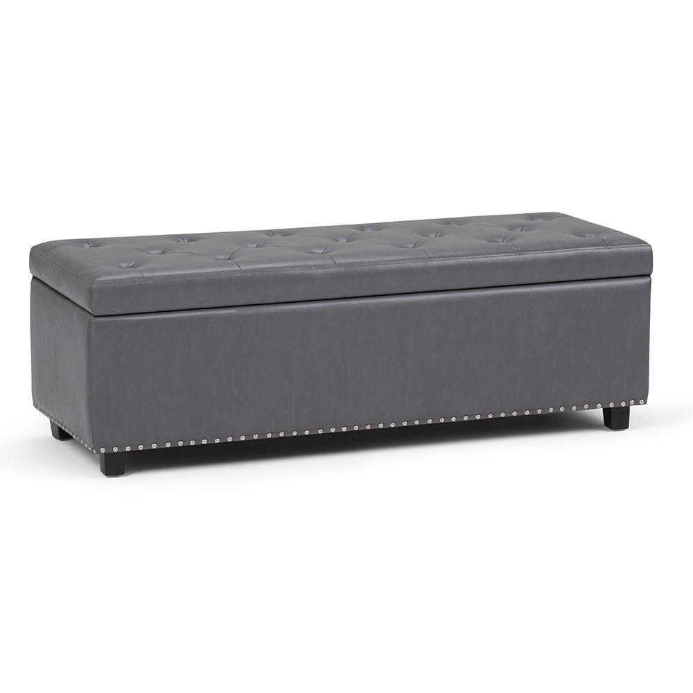 Stone Grey Vegan Leather | Hamilton Vegan Leather Storage Ottoman