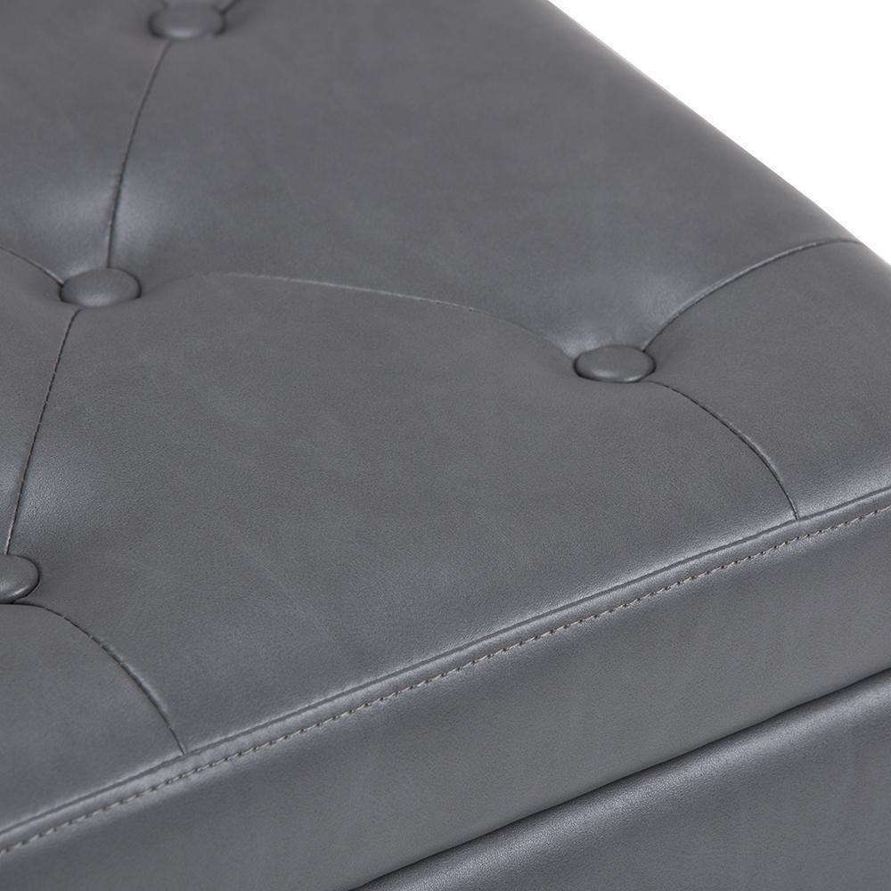 Stone Grey Vegan Leather | Hamilton Vegan Leather Storage Ottoman