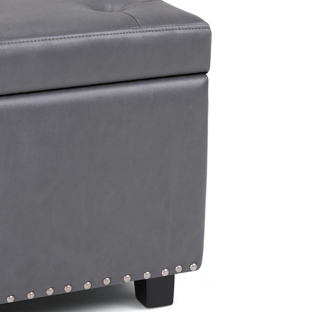 Stone Grey Vegan Leather | Hamilton Vegan Leather Storage Ottoman