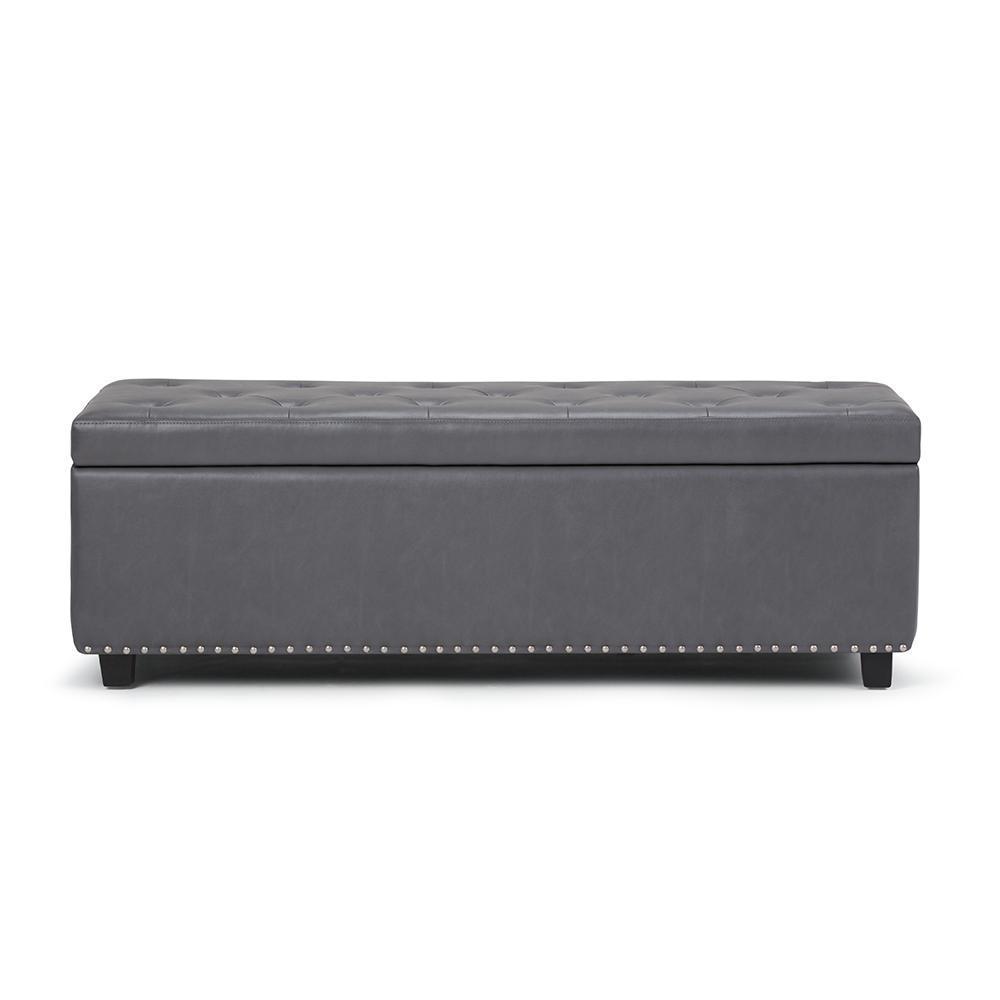 Stone Grey Vegan Leather | Hamilton Vegan Leather Storage Ottoman