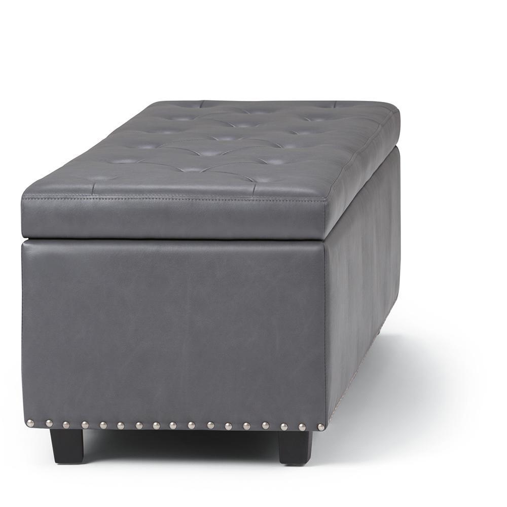 Stone Grey Vegan Leather | Hamilton Vegan Leather Storage Ottoman