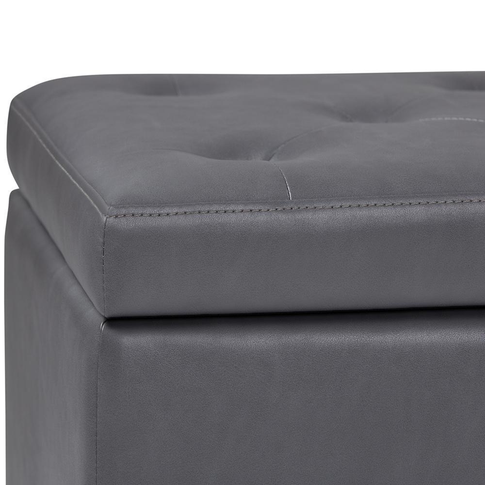 Stone Grey Vegan Leather | Hamilton Vegan Leather Storage Ottoman