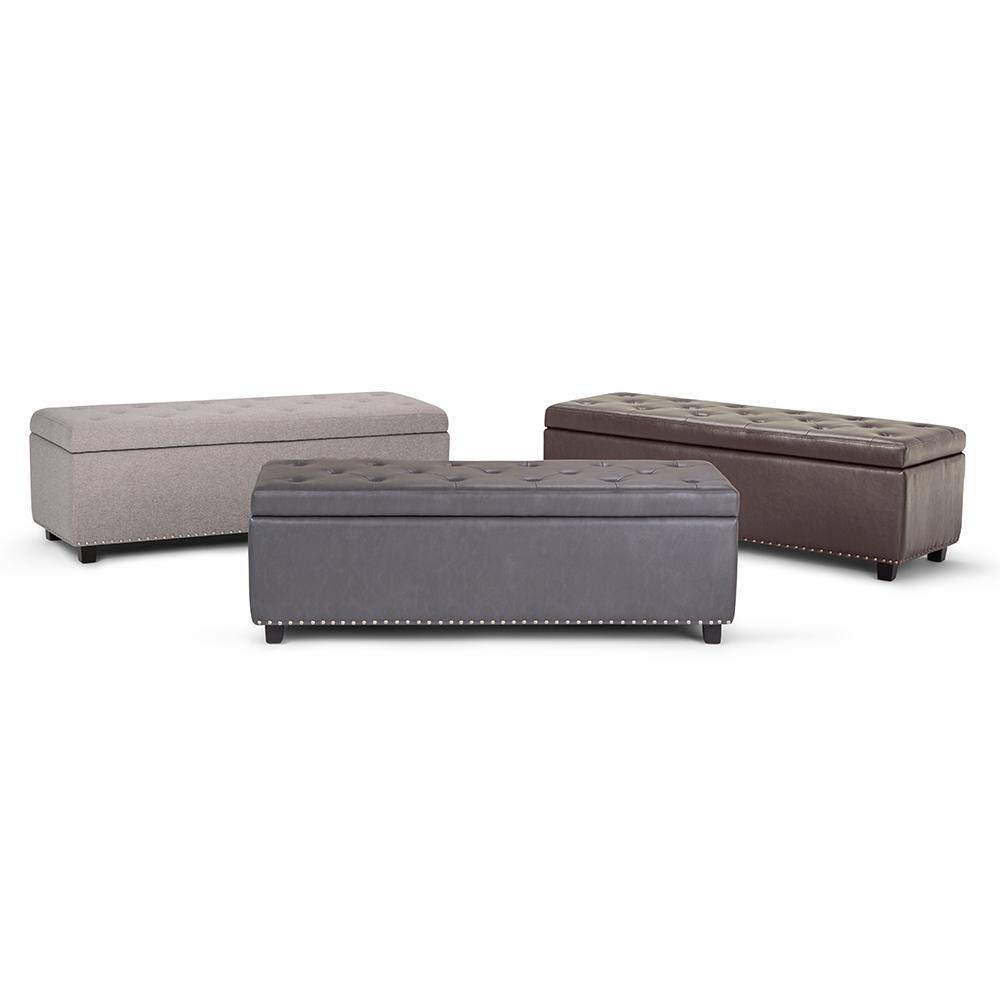 Stone Grey Vegan Leather | Hamilton Vegan Leather Storage Ottoman