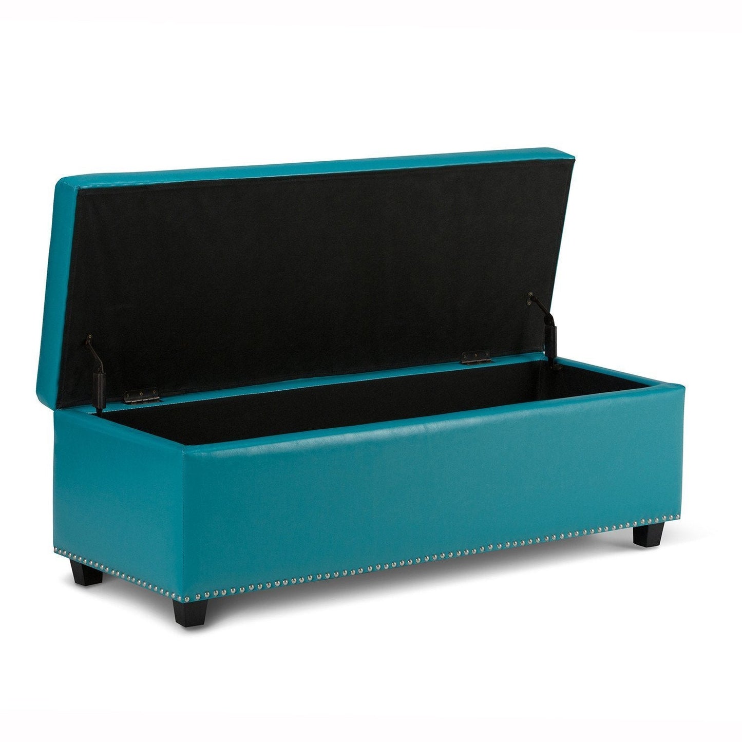 Mediterranean Blue Vegan Leather | Hamilton Vegan Leather Storage Ottoman