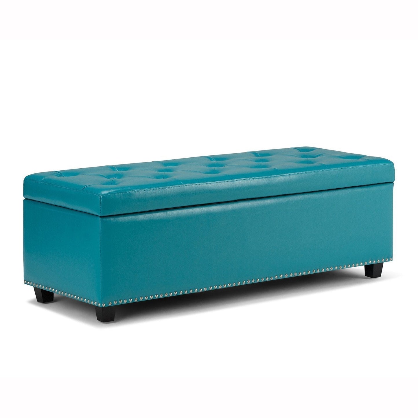 Mediterranean Blue Vegan Leather | Hamilton Vegan Leather Storage Ottoman