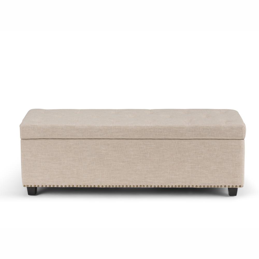 Natural Linen Style Fabric | Hamilton Linen Look Storage Ottoman