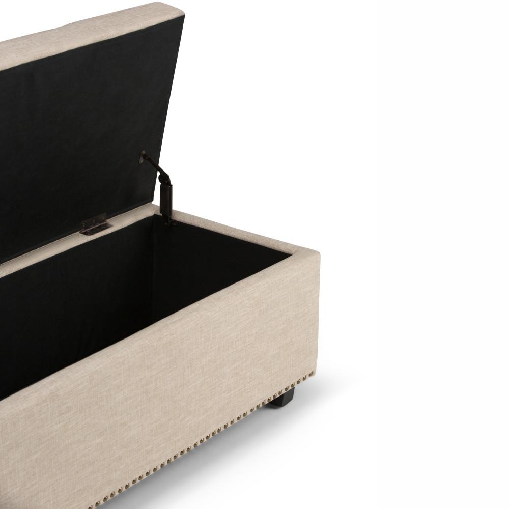 Natural Linen Style Fabric | Hamilton Linen Look Storage Ottoman