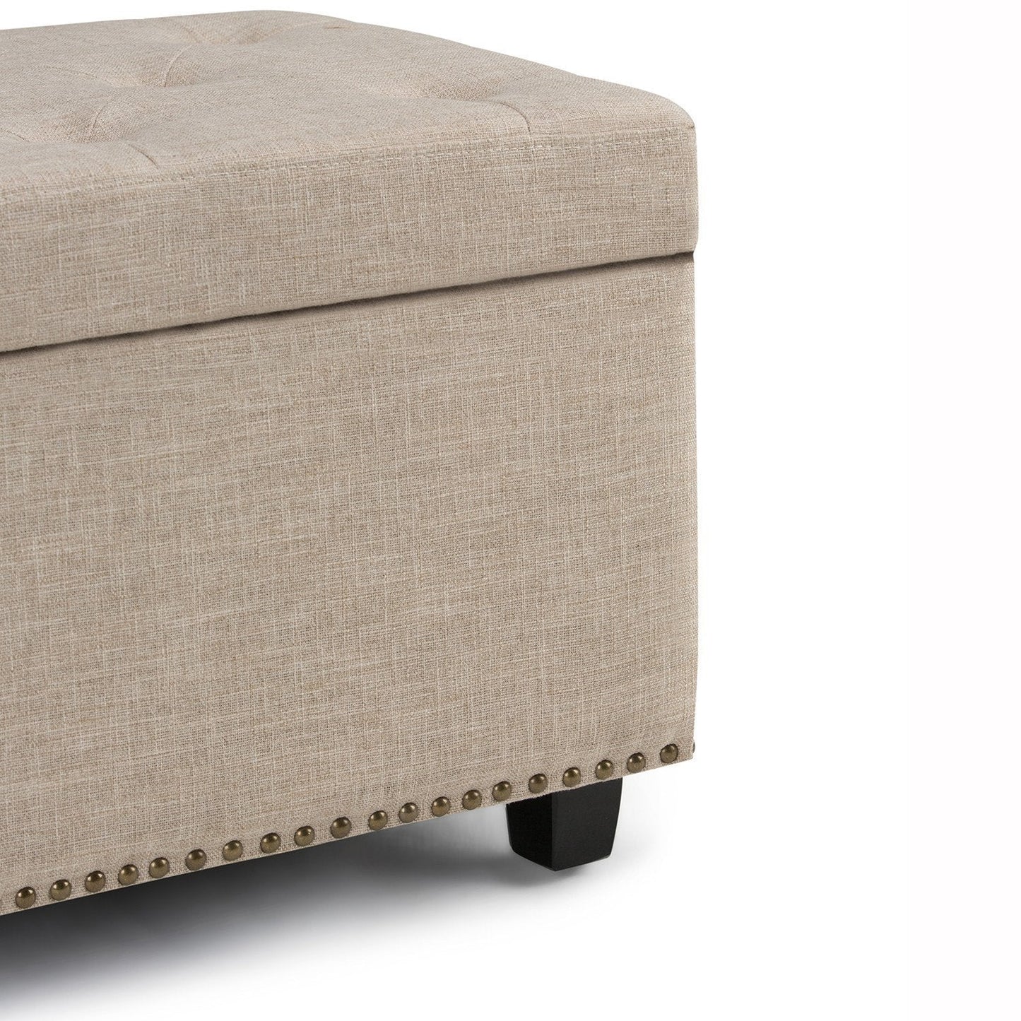 Natural Linen Style Fabric | Hamilton Linen Look Storage Ottoman