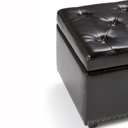 Coffee Brown Vegan Leather | Hamilton Vegan Leather Storage Ottoman