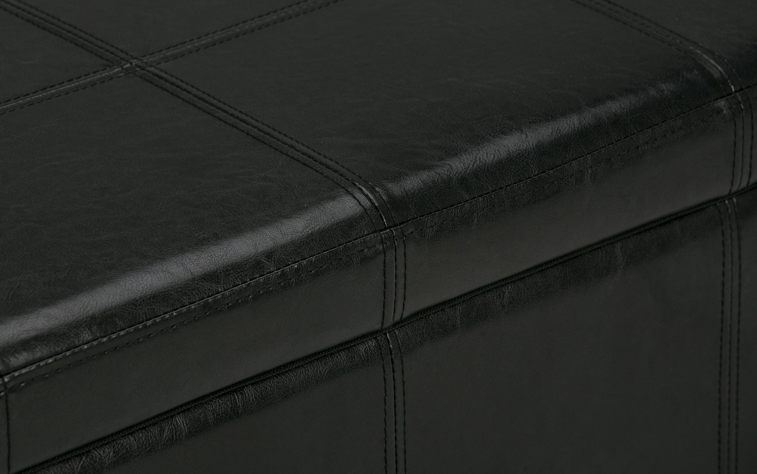 Midnight Black Vegan Leather | Kingsley Bonded Leather Storage Ottoman