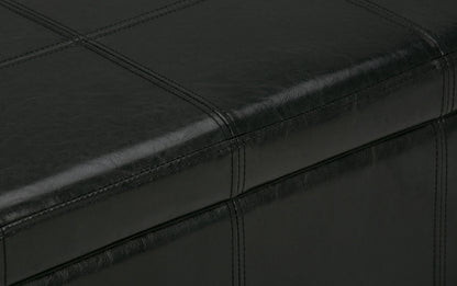 Midnight Black Vegan Leather | Kingsley Bonded Leather Storage Ottoman