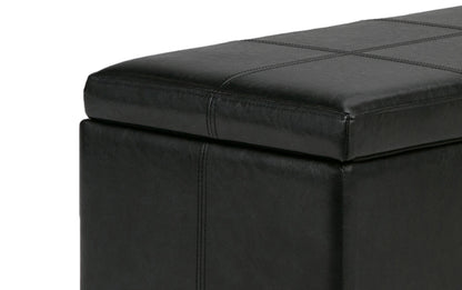 Midnight Black Vegan Leather | Kingsley Bonded Leather Storage Ottoman