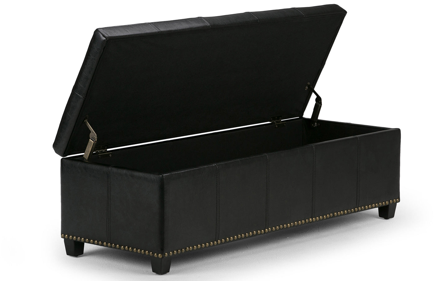 Midnight Black Vegan Leather | Kingsley Bonded Leather Storage Ottoman