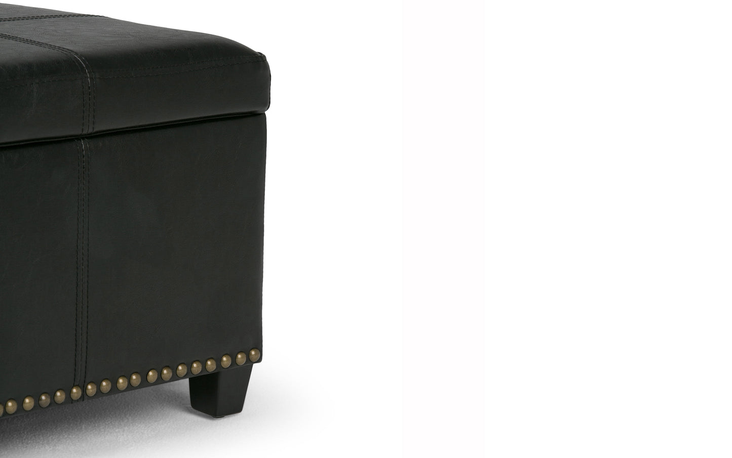 Midnight Black Vegan Leather | Kingsley Bonded Leather Storage Ottoman