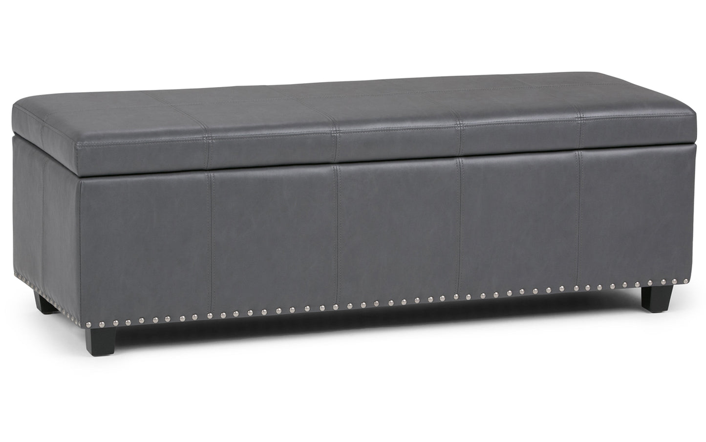 Stone Grey Vegan Leather | Kingsley Bonded Leather Storage Ottoman