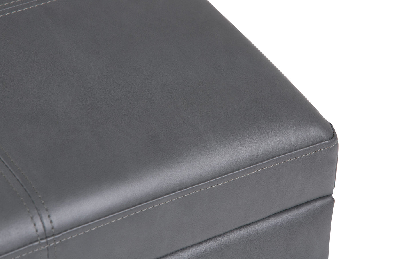 Stone Grey Vegan Leather | Kingsley Bonded Leather Storage Ottoman