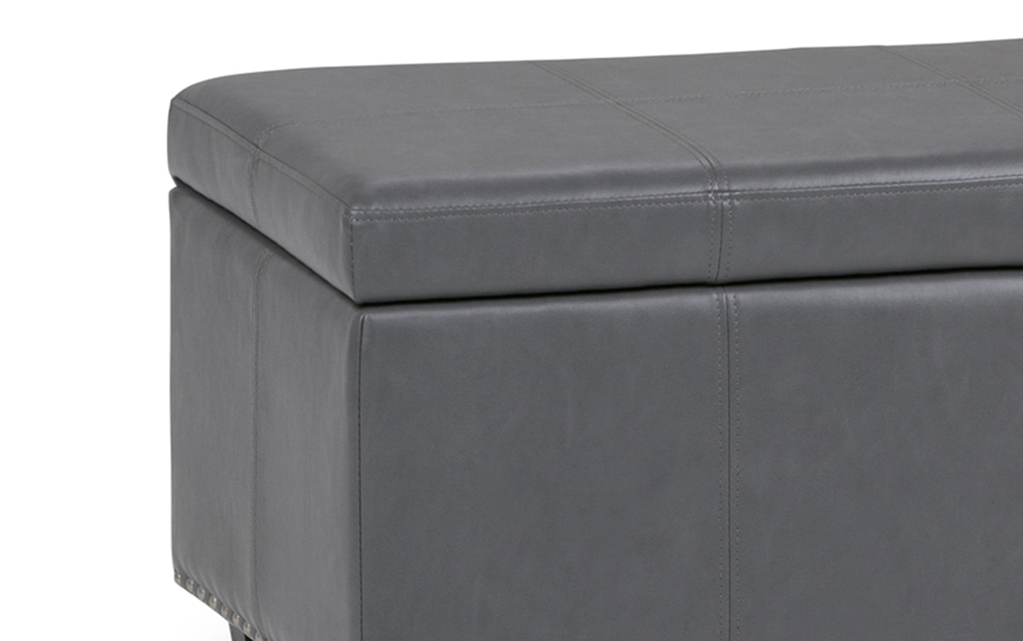 Stone Grey Vegan Leather | Kingsley Bonded Leather Storage Ottoman