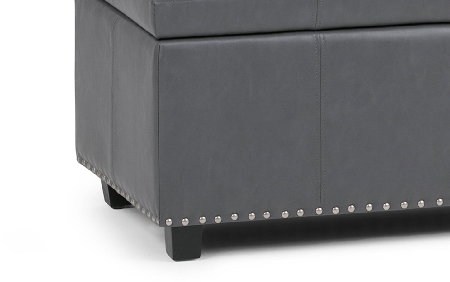 Stone Grey Vegan Leather | Kingsley Bonded Leather Storage Ottoman