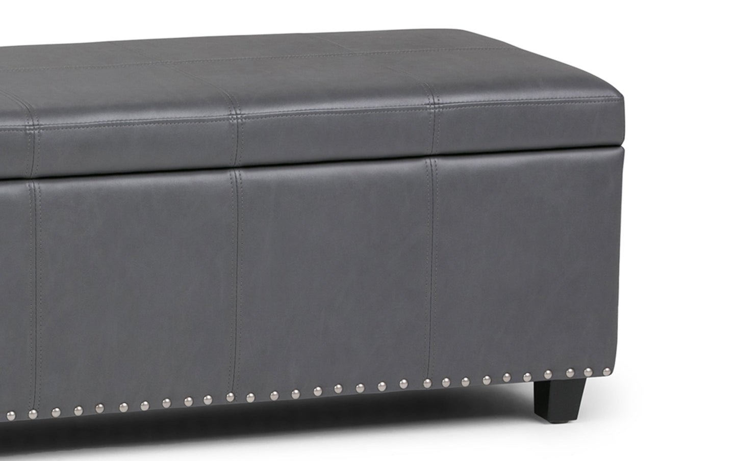 Stone Grey Vegan Leather | Kingsley Bonded Leather Storage Ottoman