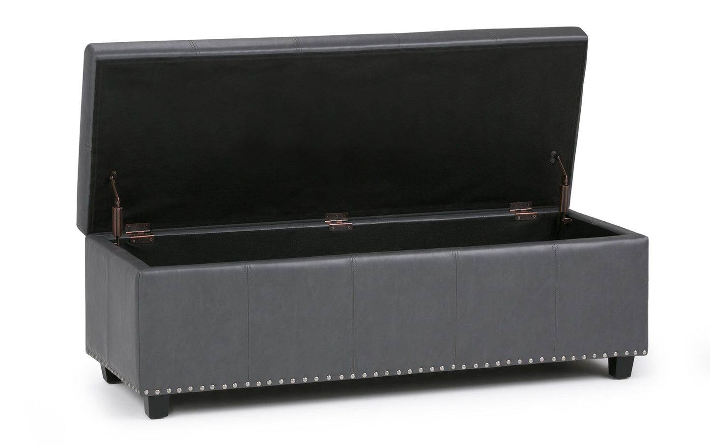 Stone Grey Vegan Leather | Kingsley Bonded Leather Storage Ottoman