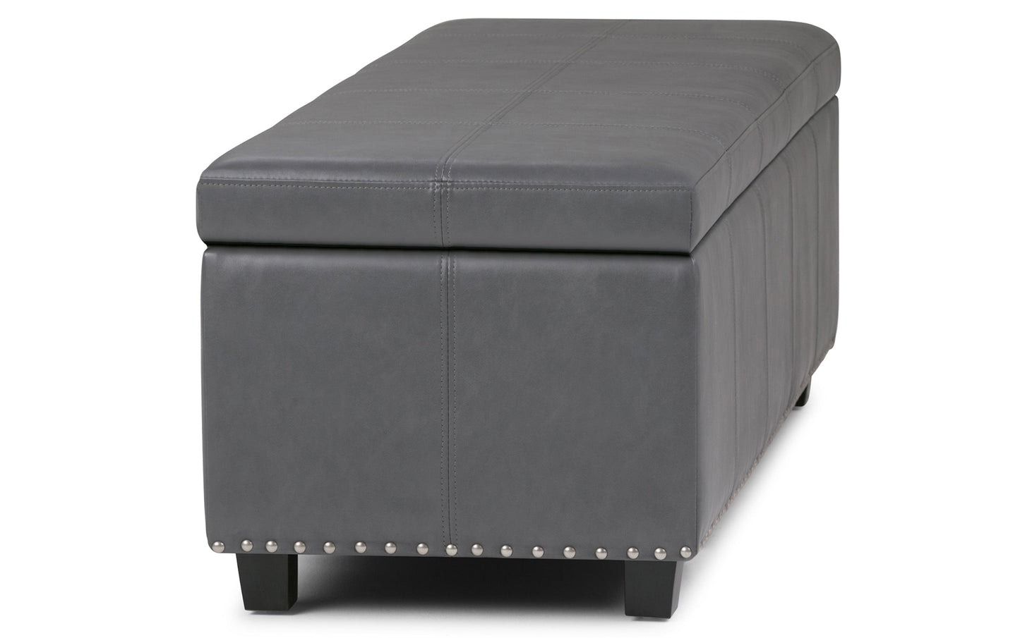 Stone Grey Vegan Leather | Kingsley Bonded Leather Storage Ottoman