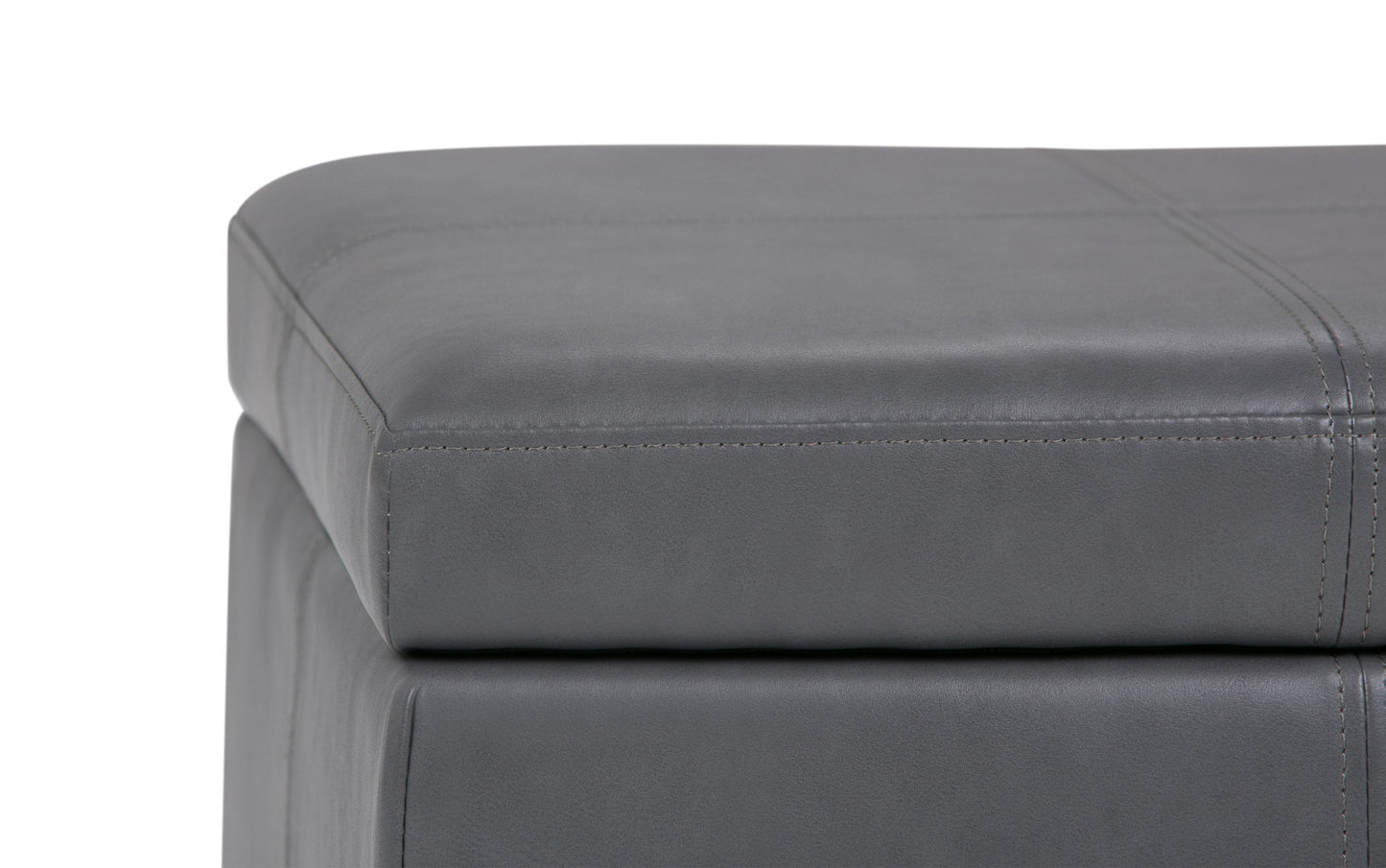 Stone Grey Vegan Leather | Kingsley Bonded Leather Storage Ottoman