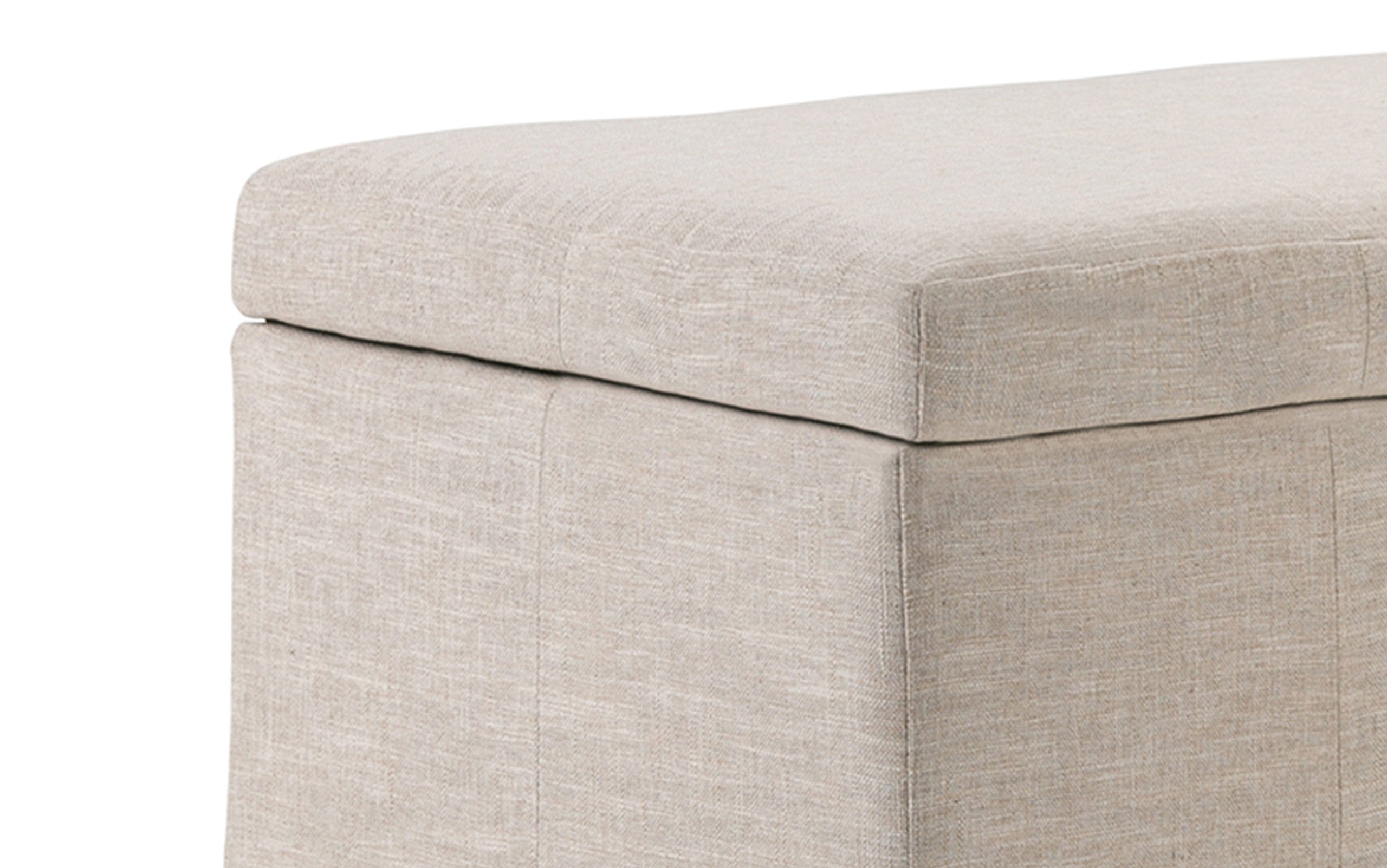 Natural Linen Style Fabric | Kingsley Linen Look Storage Ottoman