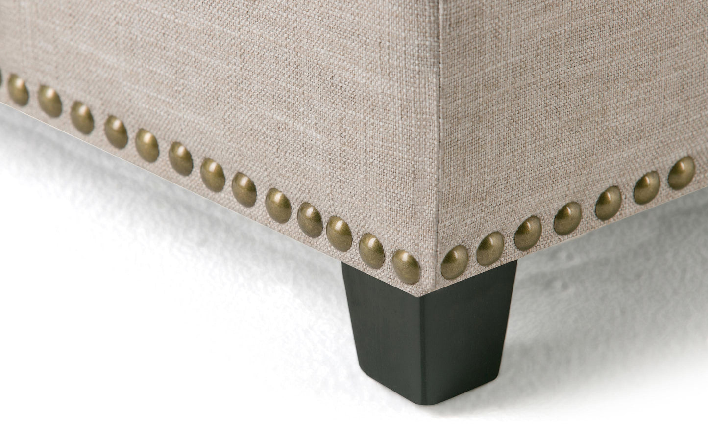 Natural Linen Style Fabric | Kingsley Linen Look Storage Ottoman