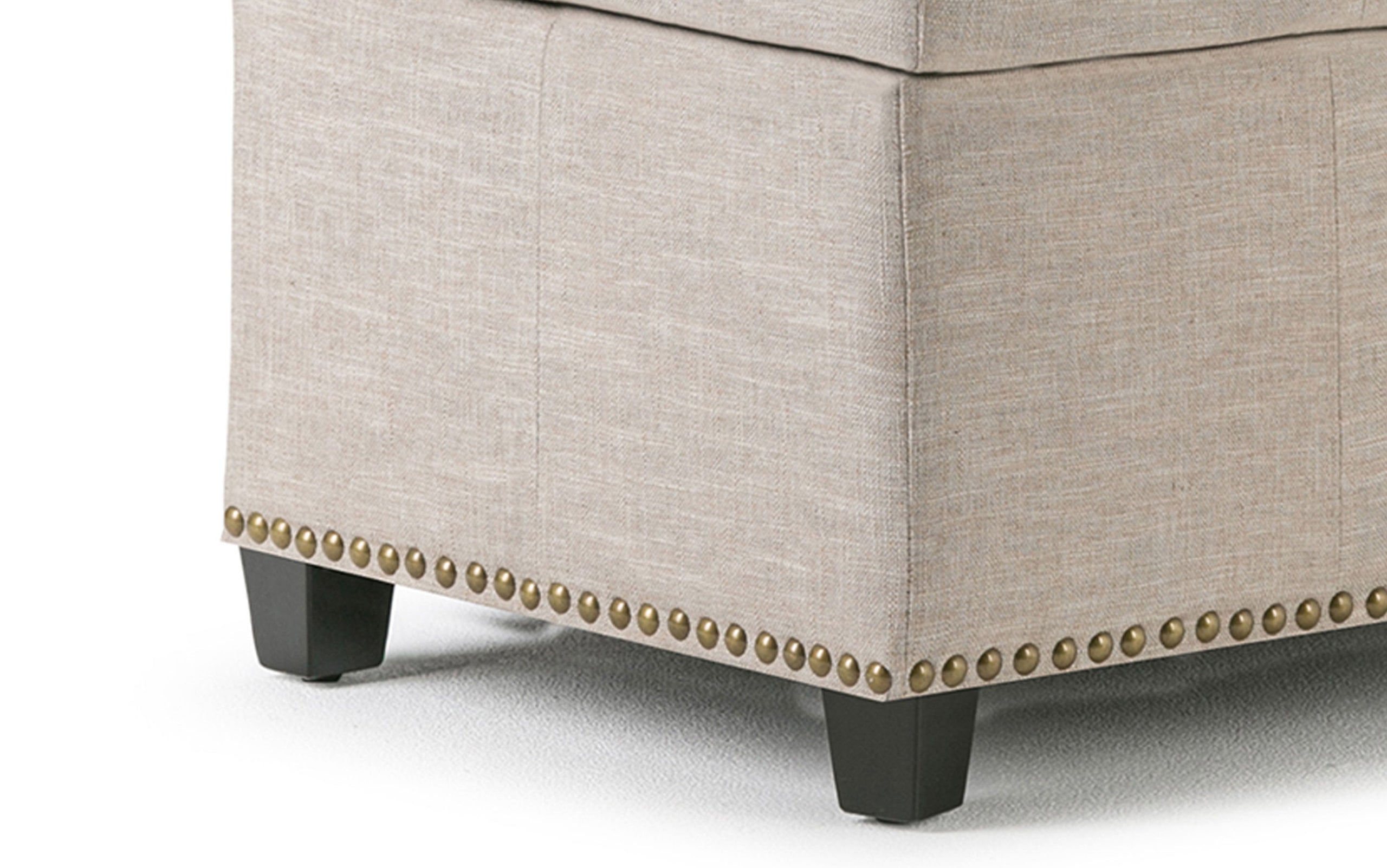 Natural Linen Style Fabric | Kingsley Linen Look Storage Ottoman