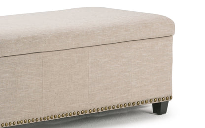 Natural Linen Style Fabric | Kingsley Linen Look Storage Ottoman