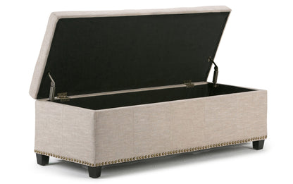 Natural Linen Style Fabric | Kingsley Linen Look Storage Ottoman