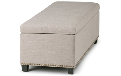 Natural Linen Style Fabric | Kingsley Linen Look Storage Ottoman