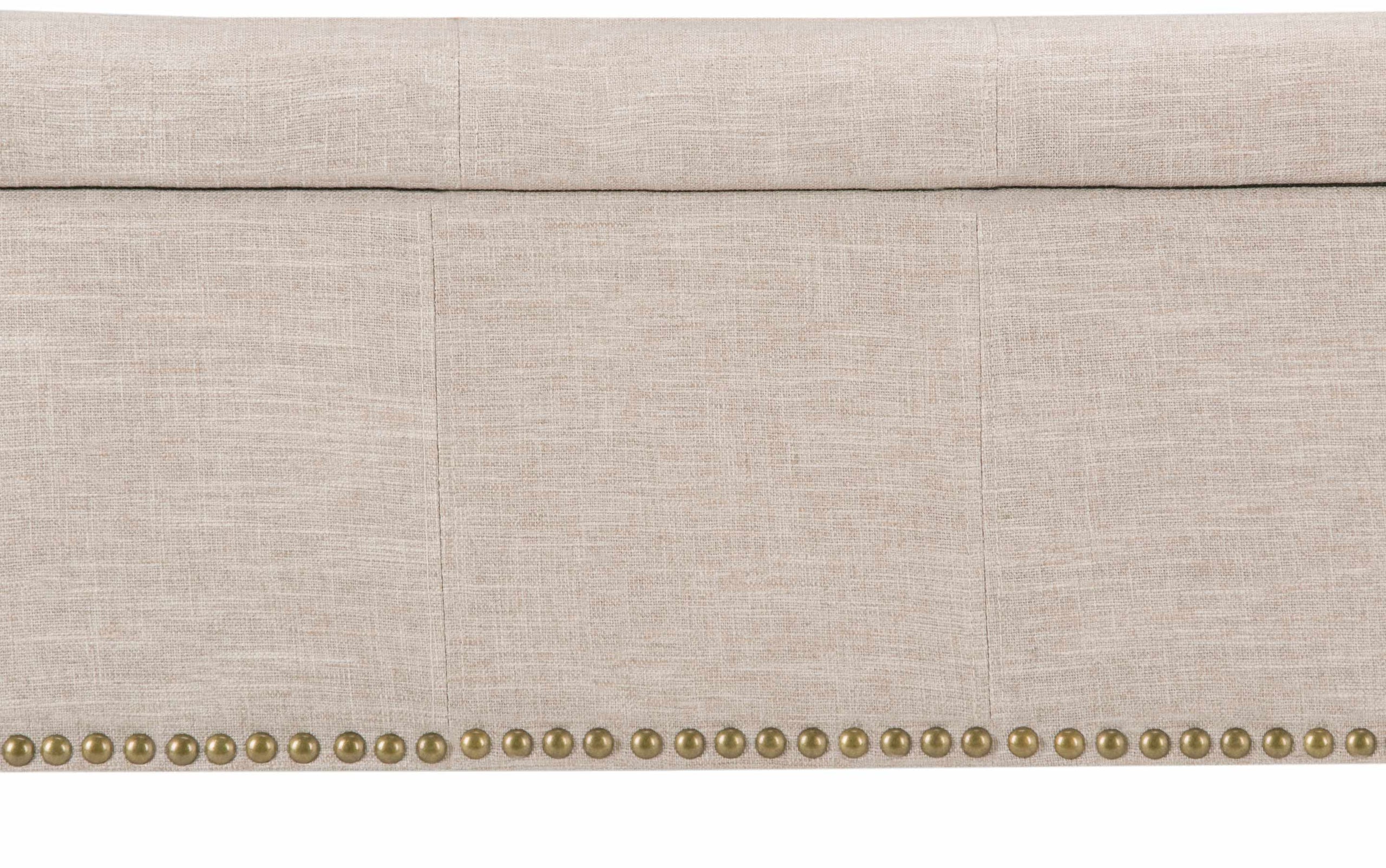 Natural Linen Style Fabric | Kingsley Linen Look Storage Ottoman