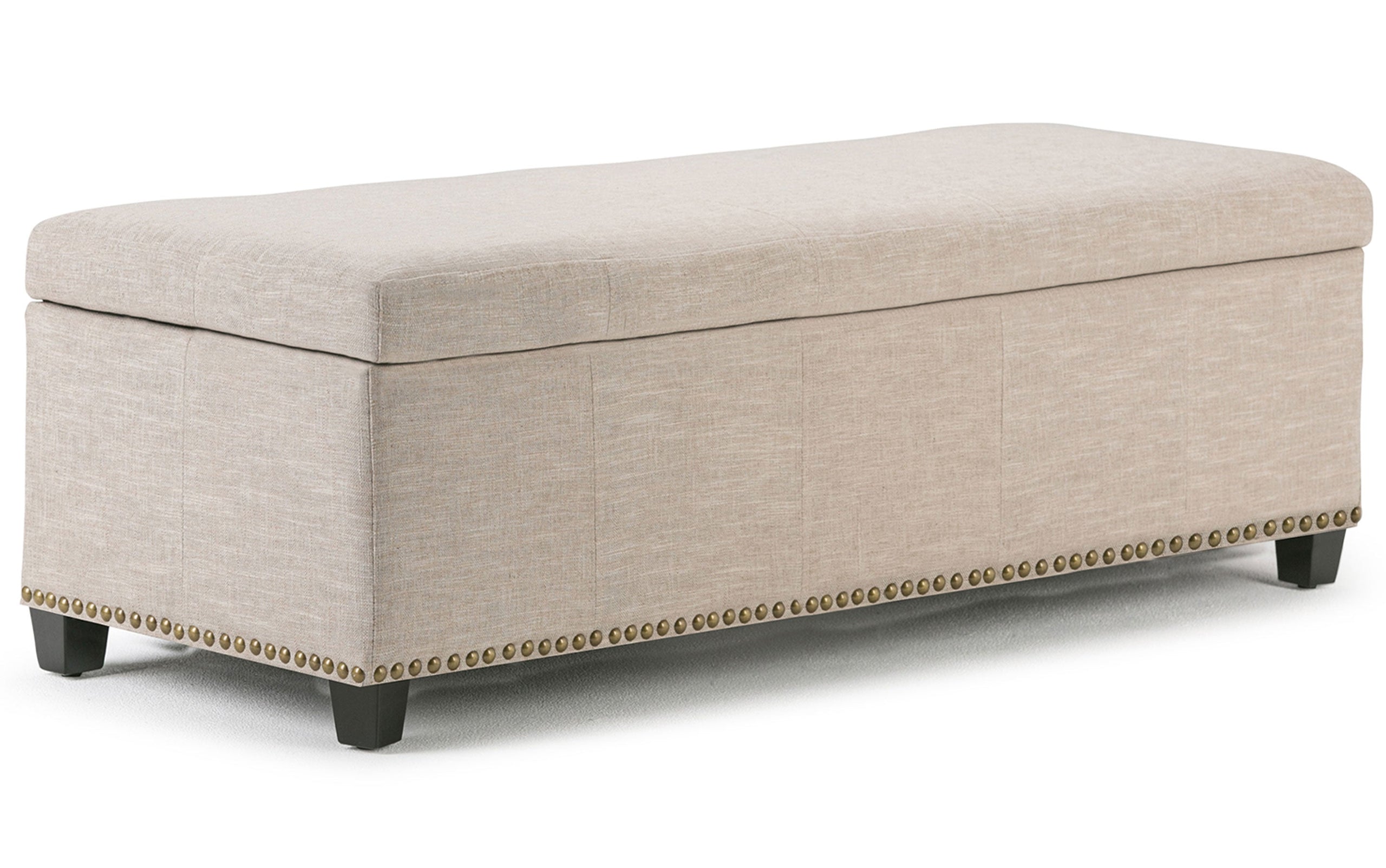 Natural Linen Style Fabric | Kingsley Linen Look Storage Ottoman