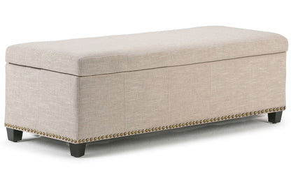 Natural Linen Style Fabric | Kingsley Linen Look Storage Ottoman