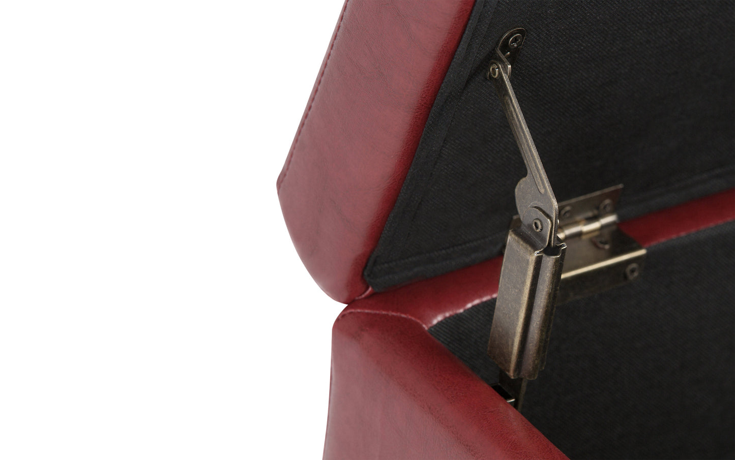 Radicchio Red Vegan Leather | Kingsley Bonded Leather Storage Ottoman