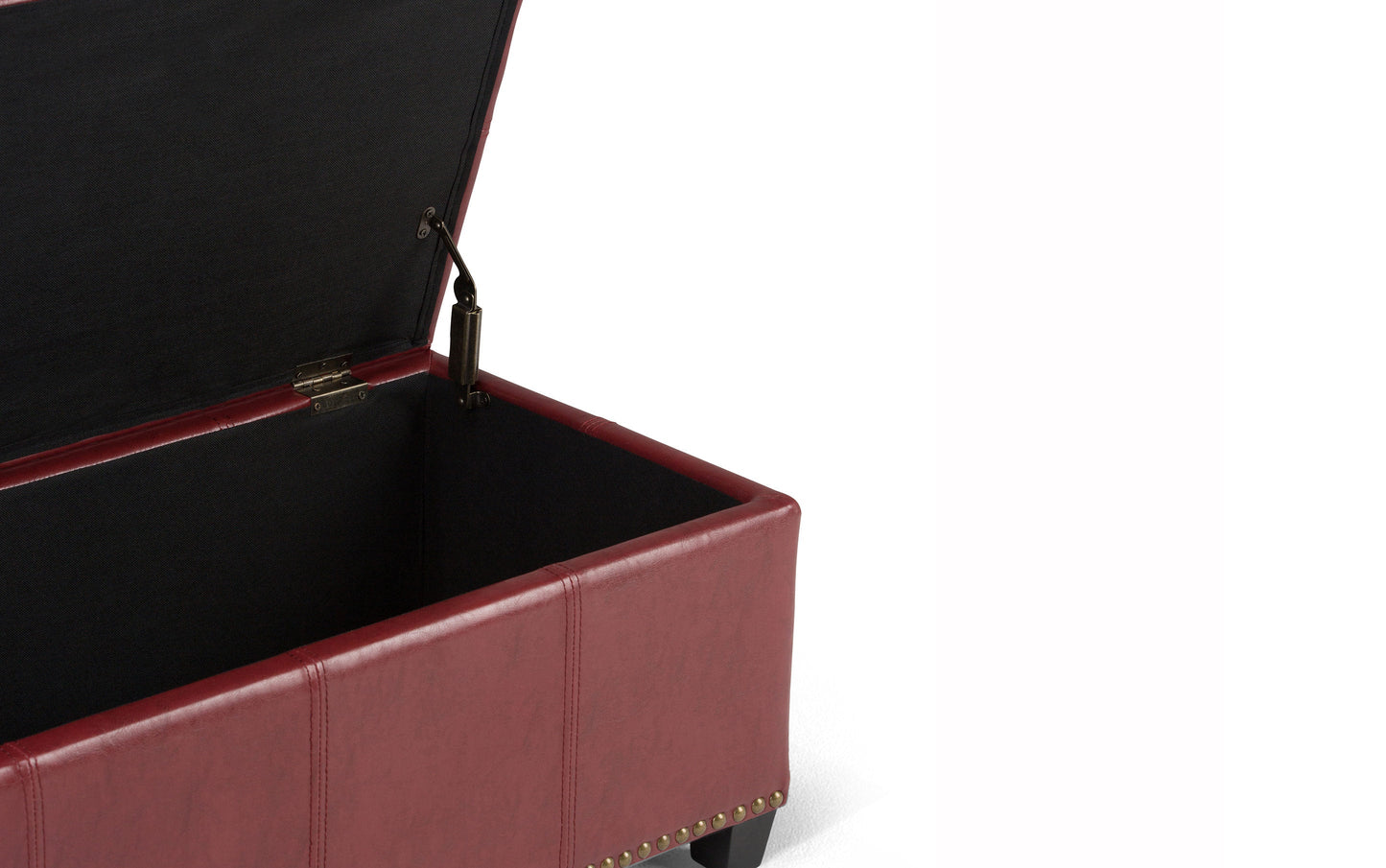 Radicchio Red Vegan Leather | Kingsley Bonded Leather Storage Ottoman