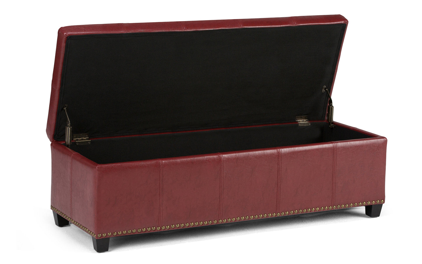 Radicchio Red Vegan Leather | Kingsley Bonded Leather Storage Ottoman