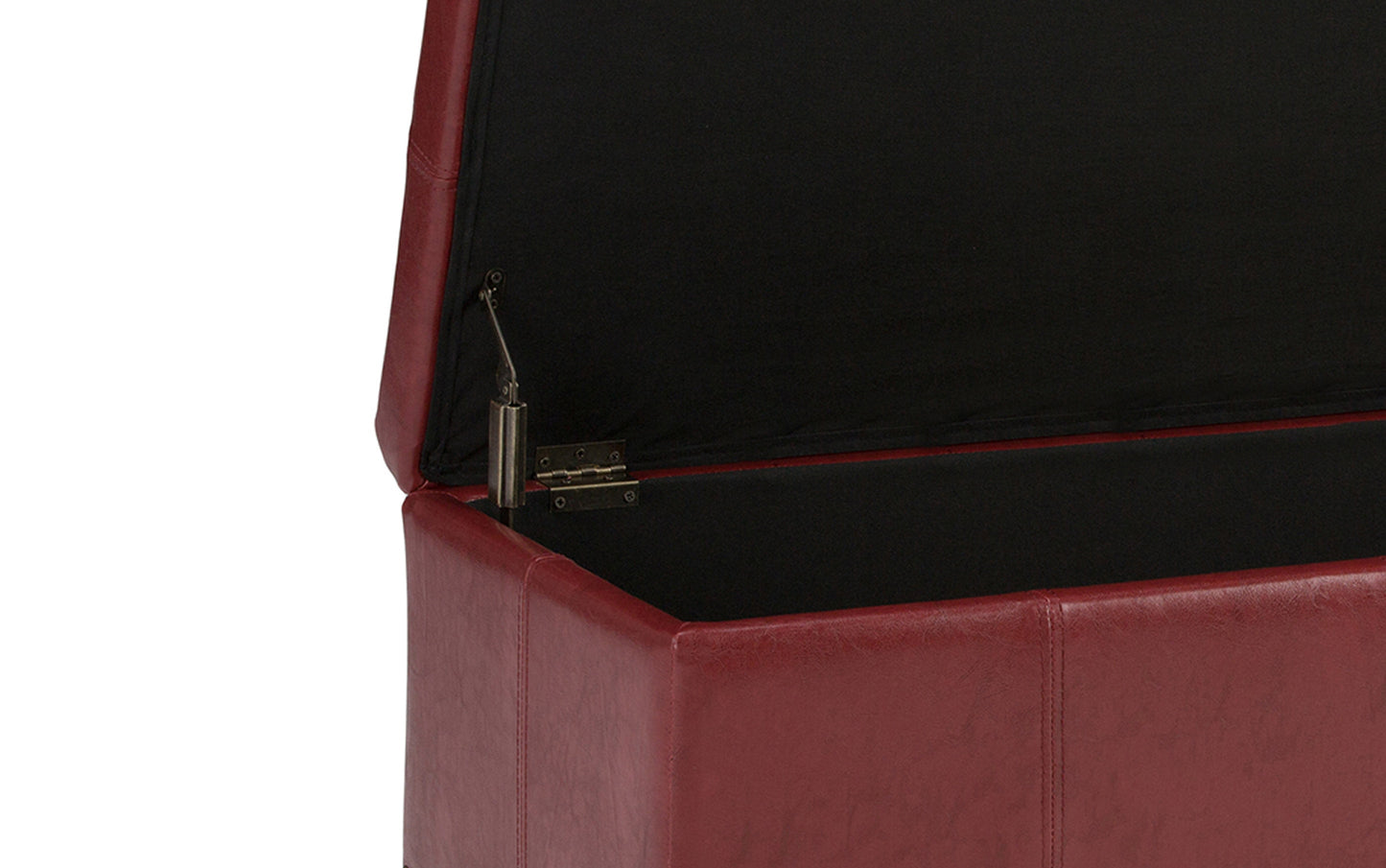 Radicchio Red Vegan Leather | Kingsley Bonded Leather Storage Ottoman