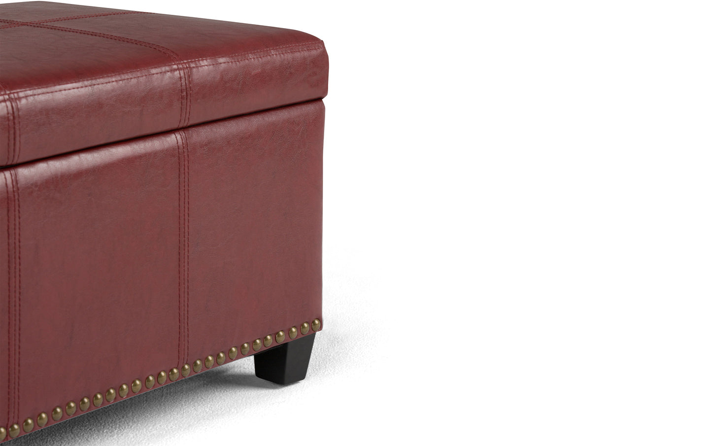 Radicchio Red Vegan Leather | Kingsley Bonded Leather Storage Ottoman