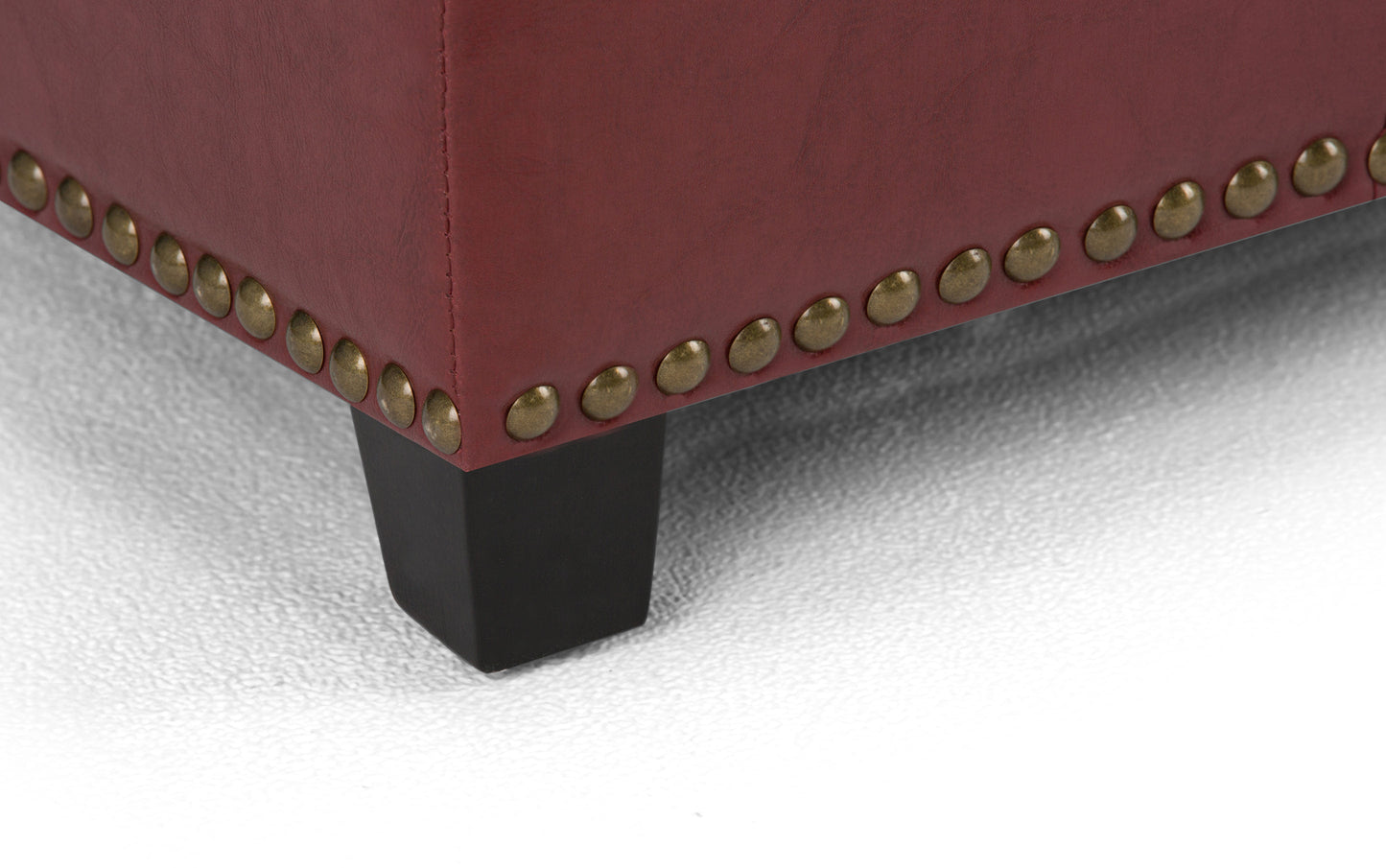 Radicchio Red Vegan Leather | Kingsley Bonded Leather Storage Ottoman